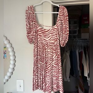 By Together Red and White Zebra Print Dress